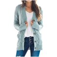 thumbnail image 2 of Cardigan Sweaters for Women Womens Long Sleeve Cable Knit Cardigan Sweaters Open Front Solid Fall Outwear with Pockets, 2 of 7