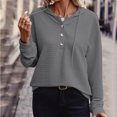 thumbnail image 2 of Pisexur Womens Oversized Sweatshirt Fashion Fall Hoodies Solid Color Button Collar Drawstring Stitching Sweatshirts Hoodies Pullover, 2 of 6