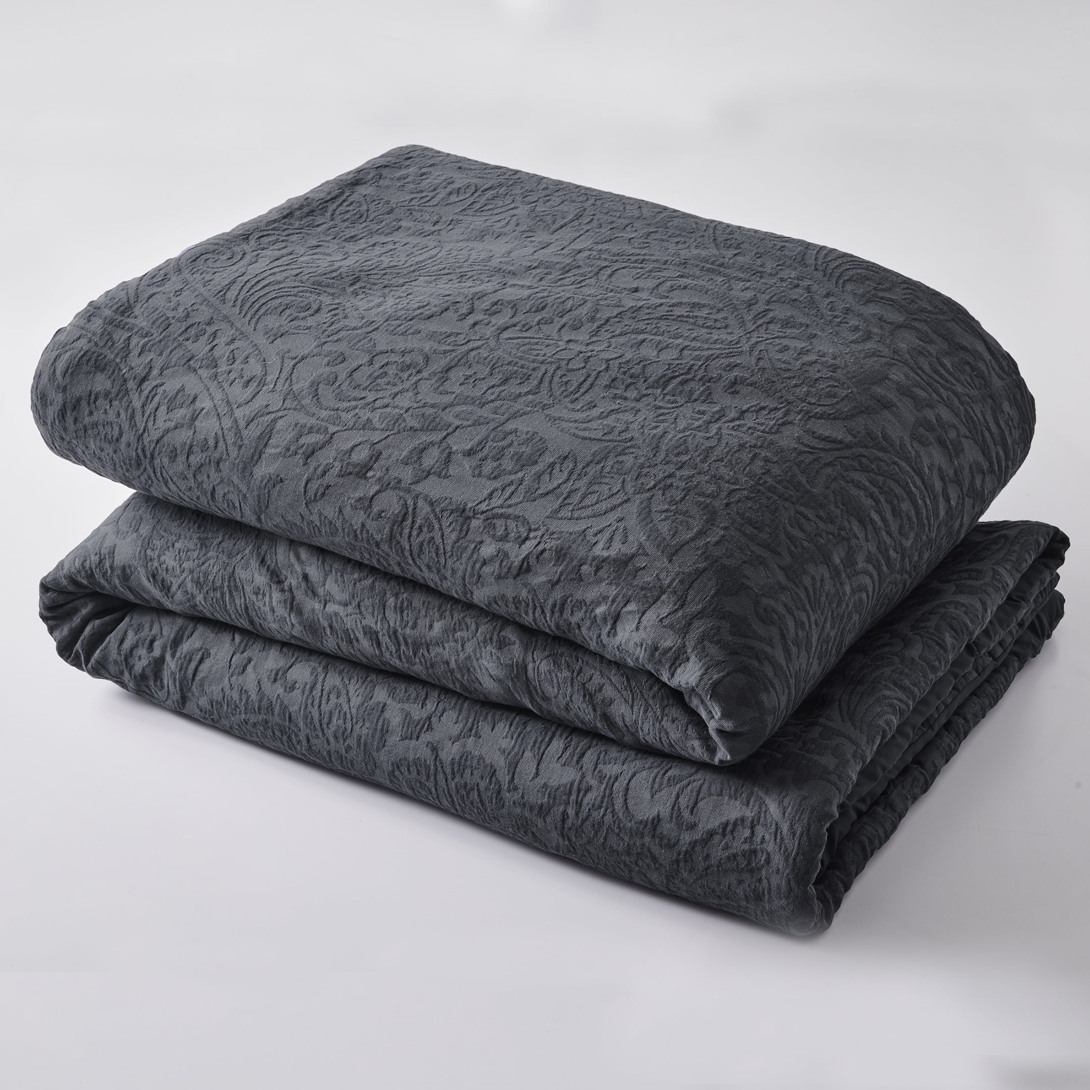 Ensemble de couette Better Homes & Gardens Paisley Matelassé, 3 pièces, gris, très grand lit, tous âges