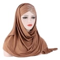 thumbnail image 2 of Forehead Cross Wrap Scarf Cap Solid Color Sequins Hijabs Muslim Women Turban Cap, 2 of 5