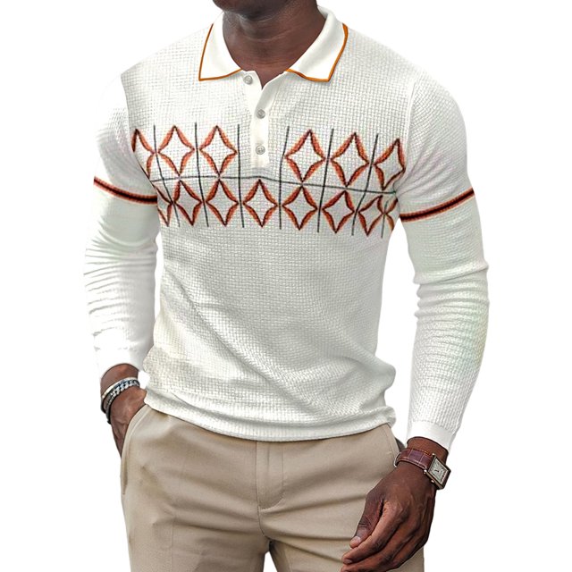 Innerwin Polo Shirt Col à Revers T-Shirts Hommes Manches Longues Style D'Affaires d TG