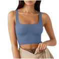 thumbnail image 2 of asjyhkr Crop Tank Tops for Women Ribbed Knit Square Neck Sleeveless Slim Fitting T Shirts Summer Basic Tees, 2 of 6