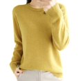 thumbnail image 1 of Duoif Chandails pour Femmes Chandails Légers Tendance pour Femmes Manches Longues Col Rond Léger Doux Tricoté Chandail Blouse Tricotée Chandails pour Femmes Hauts pour Femmes Jaune m, 1 of 5