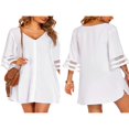 thumbnail image 4 of MesaSe Robe de Plage en Chiffon à Manches 3/4, Col en V, Coupe Ample, Couleur Unie, 4 of 5