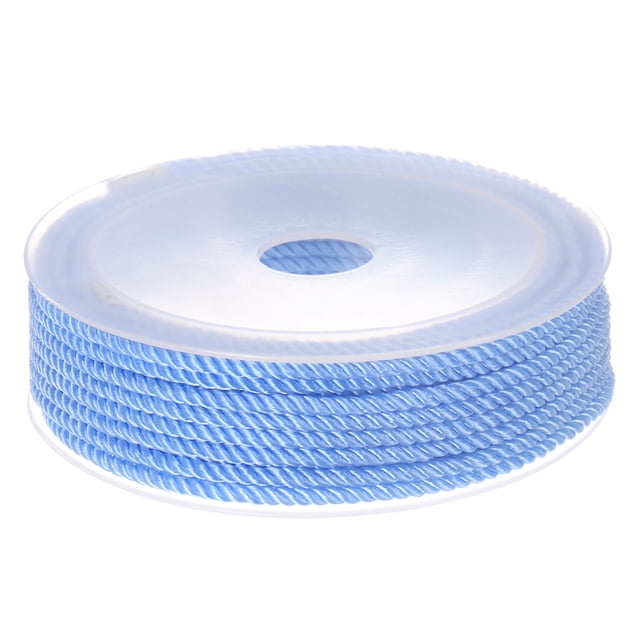 Unique Bargains Twisted Nylon Twine Thread Beading Cord 3mm 7M/23 Feet Extra Strong Braided Nylon String, Blue
