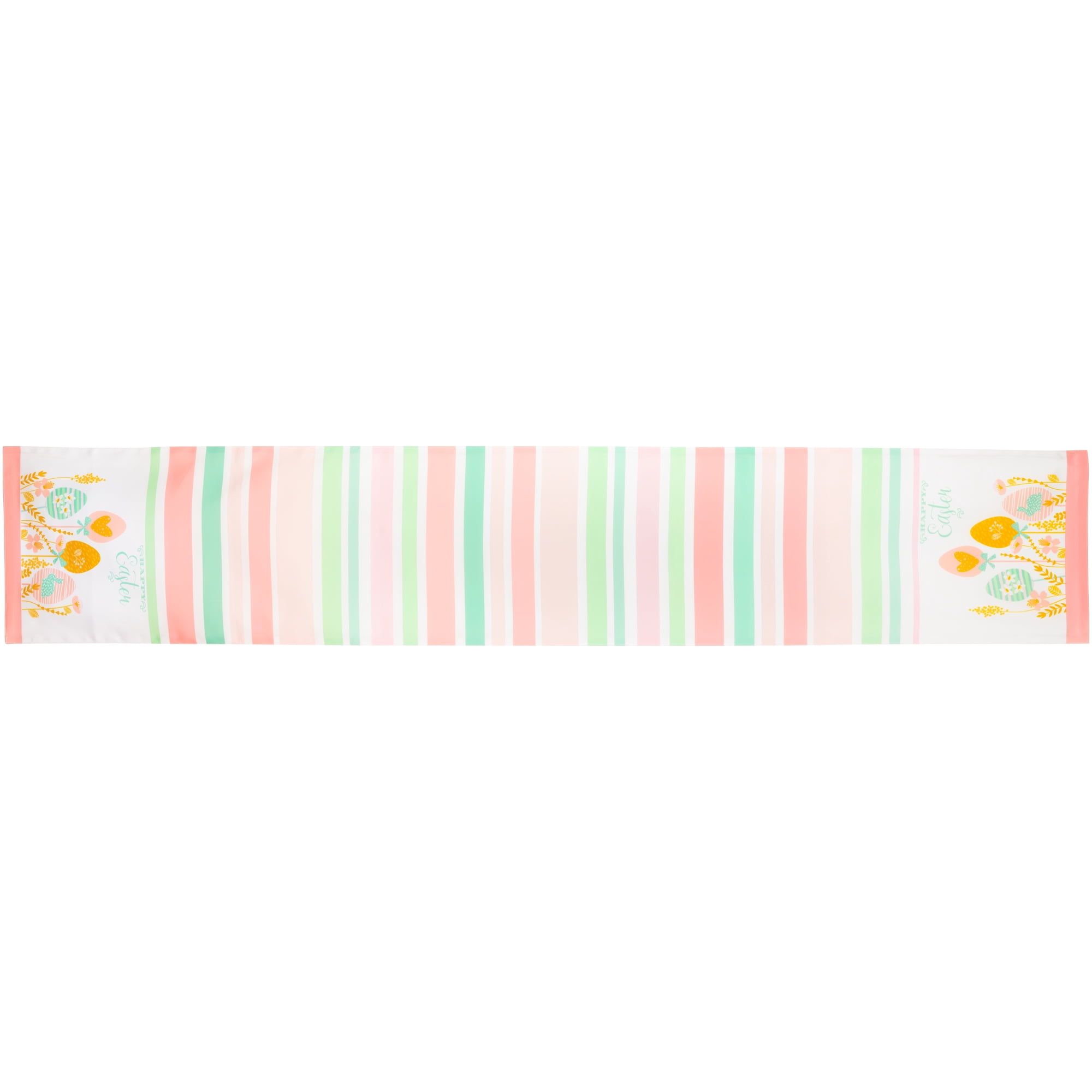 Northlight Striped Pastel Happy Easter Table Runner - 72" - Pink and Green Green