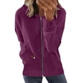 thumbnail image 3 of VEKDONE Womens Zip Up Hoodies Jackets Fall Long Sleeve Thin Fleece Coat Basic Solid Color Drawstring Hooded Jacket Soft Lightweight Athletic Outerwear Hot Pink S, 3 of 6