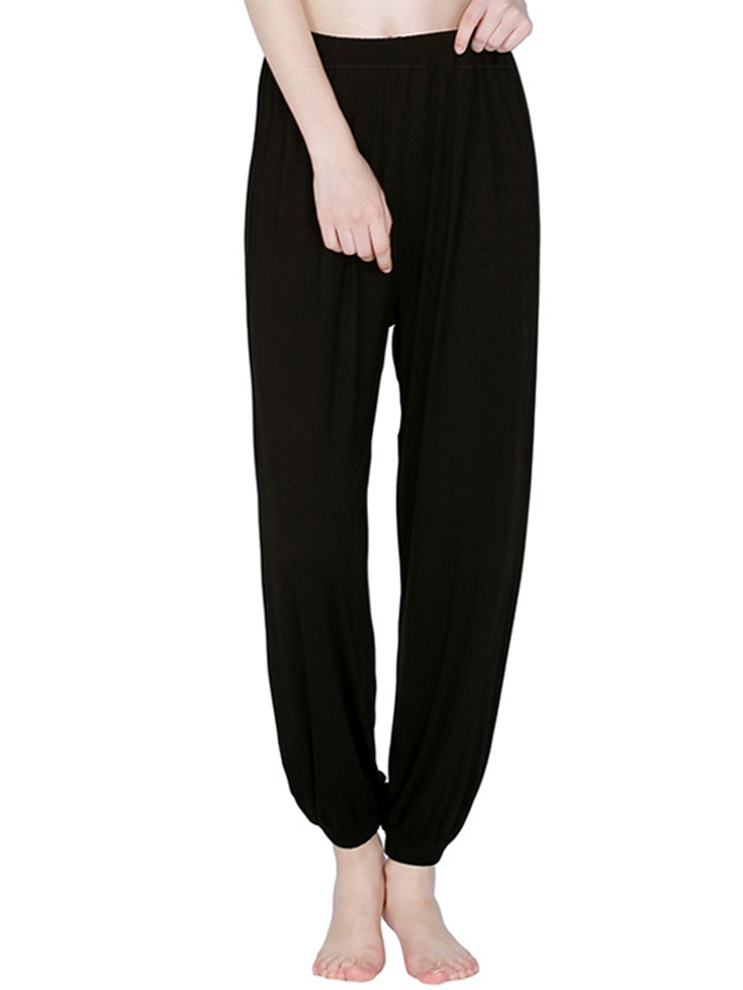 LUXUR Ladies Straight Leg Bottoms Tummy Control Sport Trousers Black 6XL