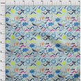 thumbnail image 4 of oneOone Cotton Poplin Sky Blue Fabric Ocean Life Craft Projects Decor Fabric Printed By The Yard 42 Inch Wide, 4 of 5