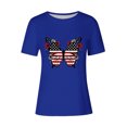thumbnail image 4 of Pisexur Hauts de Printemps pour Femmes, Hauts pour Femmes, Hauts pour Femmes Tendance à la Mode Chandail Décontracté pour Femme Imprimé à Manches Courtes à Col Rond Bleu, 2TG, 4 of 4