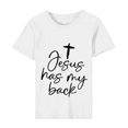 thumbnail image 4 of EGNMCR Chandail de Pâques Chemises pour Femmes Imprimé de Pâques Lettrage de Pâques pour Femmes Imprimé Col Rond Haut à Manches Courtes Haut/chemise à Manches Courtes à Col Rond T-Shirts pour Femmes, 4 of 5