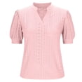 thumbnail image 4 of Liquidation d'Économies! Hauts pour Femmes Grande Taille, Blouse d'Été à Manches Courtes pour Femmes, Blouse Décontractée à Manches Courtes Unie pour Femme à Col en V, 4 of 5