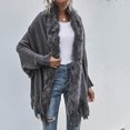 thumbnail image 2 of GDREDA Womens Solid Color Collar Cloak Knitted Capes Shawl Tassel Open Front Cardigans Sweater Coat Workout Clothes, 2 of 9