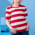 thumbnail image 5 of T-shirts d'Été à Rayures à Manches Courtes pour Filles, à Blocs de Couleur, Tendance, Col Ras du Cou, Chandails à Enfiler, Hauts, Blouse Décontractée, 5 of 5
