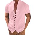 thumbnail image 2 of DPTALR Men Casual Stand Collar Short Sleeve Button Closure Shirt Hawaii Blouse, 2 of 6