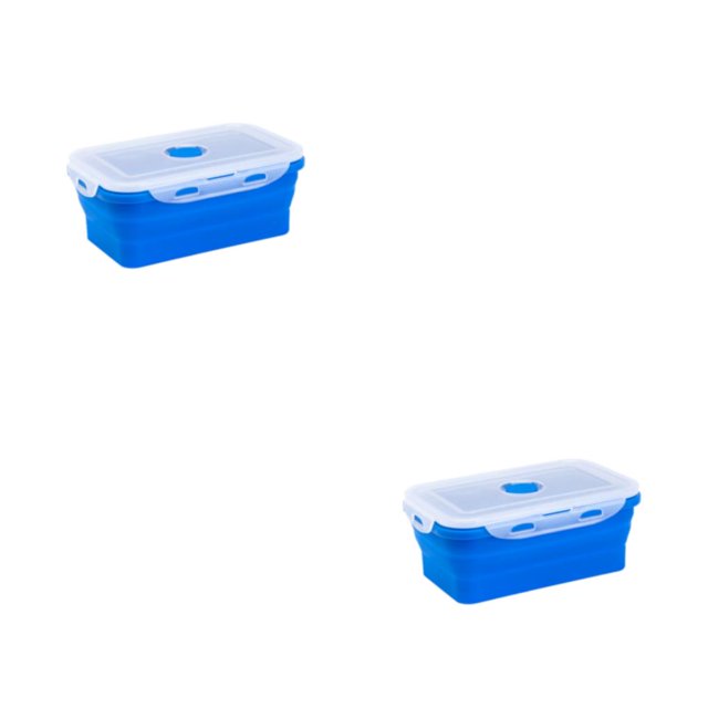 Thinsony Silica Gel Lightweight And Compact For On--Go Sealed Preservation Box Microwave Lunch Box Silicone Lunch Box deep blue 540ml 2Set