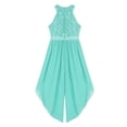 thumbnail image 4 of zdhoor Combinaison-Robe à Volants pour Filles, Paillettes Dentelle, Robe de Demoiselle d'Honneur pour Mariage et Fête, Dos Nu, Tenue de Danse Scintillante, Vert Menthe 6, 4 of 6