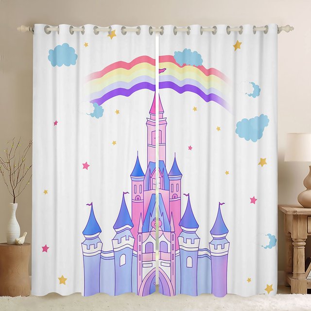 Erosebridal Rideaux Imprimés Château Lot de 2 (52x84), Violet 30 %-50 % Rideaux Occultants, Décor Papillon Dessin Animé