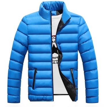 RKSTN Manteau Matelassé Homme Uni Ajusté Décontracté Col Montant Doudoune Fermeture Éclair Complète Hiver Chaud Coupe-Vent Veste en Coton Manteaux avec Poches