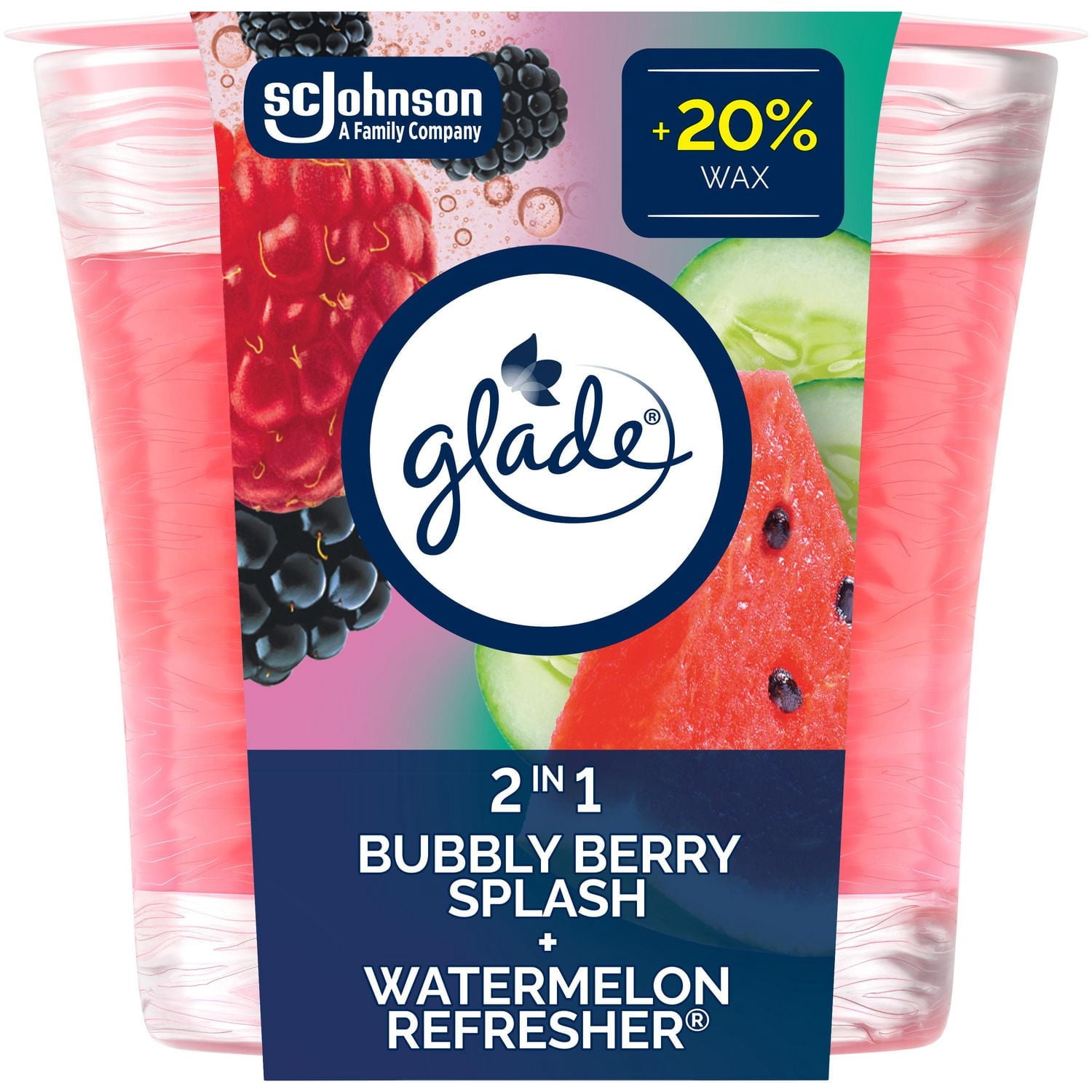 Glade® Chandelle parfumée, Éclat de Baies Pétillantes et Melon d`Eau Rafraîchissant