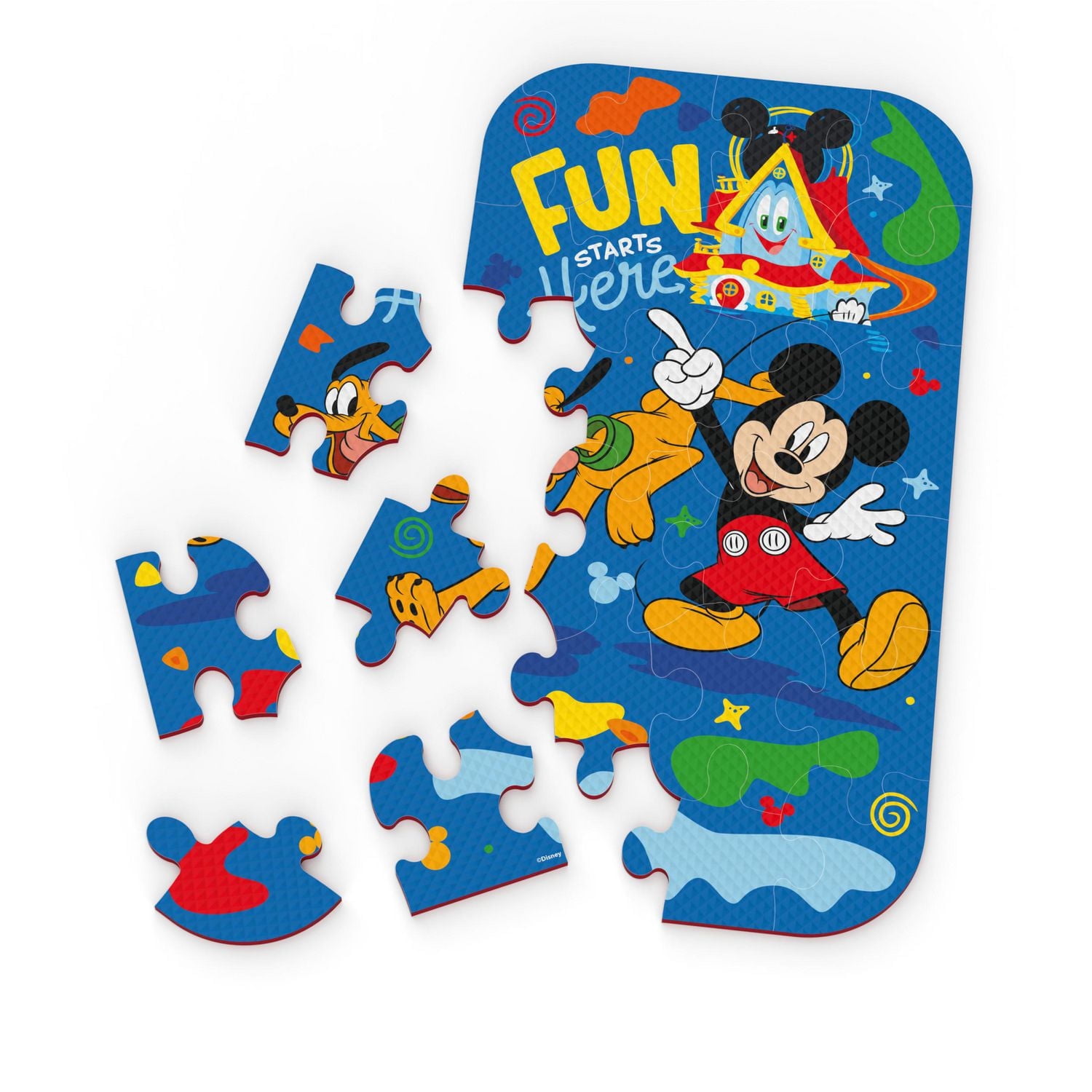 Mickey Mouse, puzzle spongieux en mousse 25 pièces Disney Junior Clubhouse Pluto Fun Starts Here, pour les enfants de 4 ans et plus