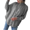thumbnail image 2 of EGNMCR Chandail à Col Roulé pour Femmes, Chandails pour Femmes Chandail pour Femmes et Hiver Nouveau Ample à Manches de Poupée Chandail Tricoté Uni Demi-Col Roulé Chandail pour Femmes, 2 of 5