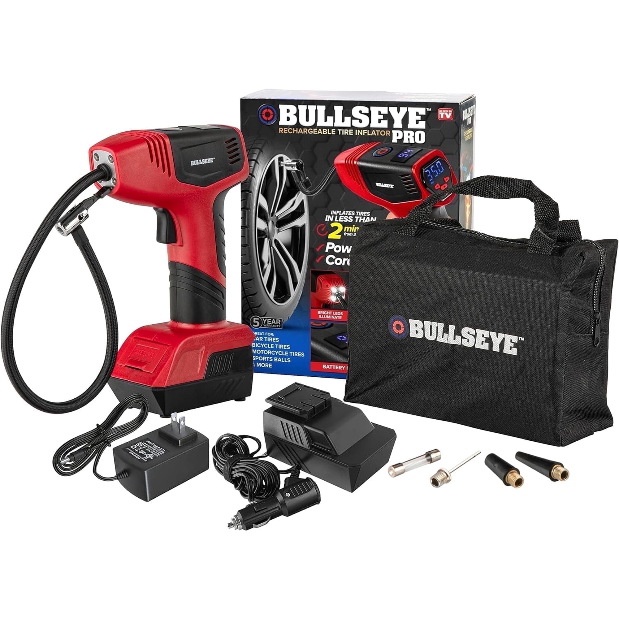 Bullseye Pro Max Deluxe Tire Inflator Portable Air Compressor