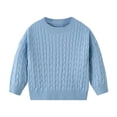 thumbnail image 2 of Cowsor Chandail Torsadé en Tricot Uni pour Enfants, Décontracté, Manches Longues Lanterne, Col Rond, Hauts Tricotés, 2 of 7