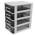 thumbnail image 2 of Miangastore Household Four-layer Storage Cabinet Plastic Drawer Closet Portable Multifunction Dustproof Storage Rack Organizer Furniture (White Frame and Transparent Black), 2 of 9