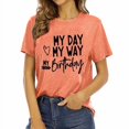 thumbnail image 1 of LUOGENLI T-shirts pour Femme pour Femmes Dames Mode Décontractée à Lettres Imprimées Col Rond T-Shirt à Manches Courtes Haut T-shirts pour Femmes T-shirts Graphiques T-shirts Amusants de la Saint-Valentin Orange TTTG, 1 of 1
