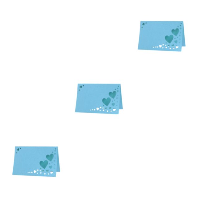 Redempat 1/2/3/5 50pcs Add Touch Of Sophistication With Heart Hollow Table Namecards Empty blue 3PCS