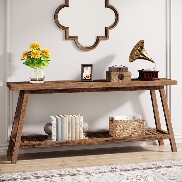 Tribesigns Table Console de Ferme, Table Console Extra Longue de 70,9 Pouces pour Entrée, Couloir, Salon, Marron