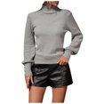 thumbnail image 2 of Dvkptbk Chandails pour Femmes Mode Décontractée Couleur Manches Longues Col Rond Chandail Vêtements en Liquidation, 2 of 9