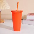 thumbnail image 1 of Assorted solid color reusable 710ml 24oz plastic cup cold cup coloured cup takeaway straw cup glasses with straw and lid, 1 of 5