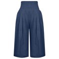 thumbnail image 2 of Innerwin Bottoms Wide Leg Women Palazzo Pant Holiday Solid Color Loose Fit Capri Pants Navy Blue 2XL, 2 of 4