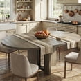 thumbnail image 4 of 47"-63" Extendable Round Dining RoomTable for 4-8, Farmhouse Wood Expandable Kitchen Table w/Wider Leg, Sturdy Metal Frame, Oval Circle, for Dinner, Kitchen, Apartment, Space Save, Retro Gray, 4 of 9