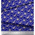 thumbnail image 3 of Soimoi Blue polyester Crepe Fabric Floral Damask Printed Fabric 1 Yard 42 Inch Wide, 3 of 3