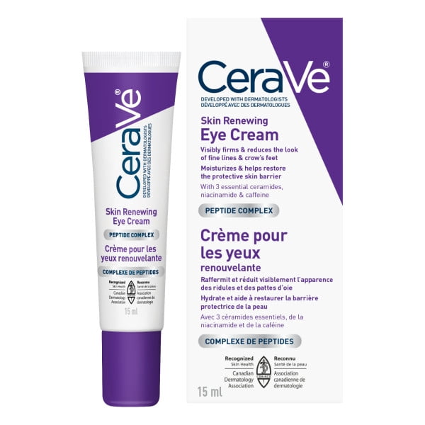 CeraVe Crème Contour des Yeux Rénovatrice, Crème Anti-Âge avec Caféine, Peptides et Céramides, 15 ml