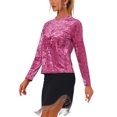 thumbnail image 4 of INSPIRE CHIC T-Shirts en Velours pour Femmes Col Rond Manches Longues Décontracté L Fuchsia, 4 of 6