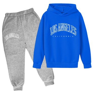 Kcodviy Children Kids Casual Letter Cute Outfits for Teen Boys Printed Long Sleeve Hoodie Cute Clothes for Young Teen Girls Pullover Sweatshirt Tracksuit Jogger Sweatpants Unisex 2 Pc Sweatsuit Set
