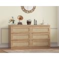 thumbnail image 1 of Commode en Rotin pour Chambre avec 6 Tiroirs, Commode Grand de Style Ferme Moderne de 47 Pouces, Armoire de Rangement en Bois pour Garde-Robe, Salon, Couloir, 1 of 7