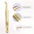 thumbnail image 2 of Curacoro Lash Tweezer - Professional & Precision Fiber Tip Grip Lash Tweezers for Eyelash Extensions, Multi Shapes & Purposes Tweezers for Volume, Isolation & Classic Lashes (Gold, Volumizer), 2 of 8