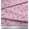 thumbnail image 3 of Soimoi Pink Cotton Cambric Fabric Square & Tools Hardware Print Sewing Fabric Yard 56 Inch Wide, 3 of 5