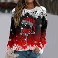 thumbnail image 1 of TIMIFIS Chandail de Noël Surdimensionné pour Femmes, Décontracté et Mignon, Imprimé Flocon de Neige et Verre de Vin Rouge, Col Rond, Chandail à Enfiler, Cadeaux pour Femmes pour Noël, 1 of 5