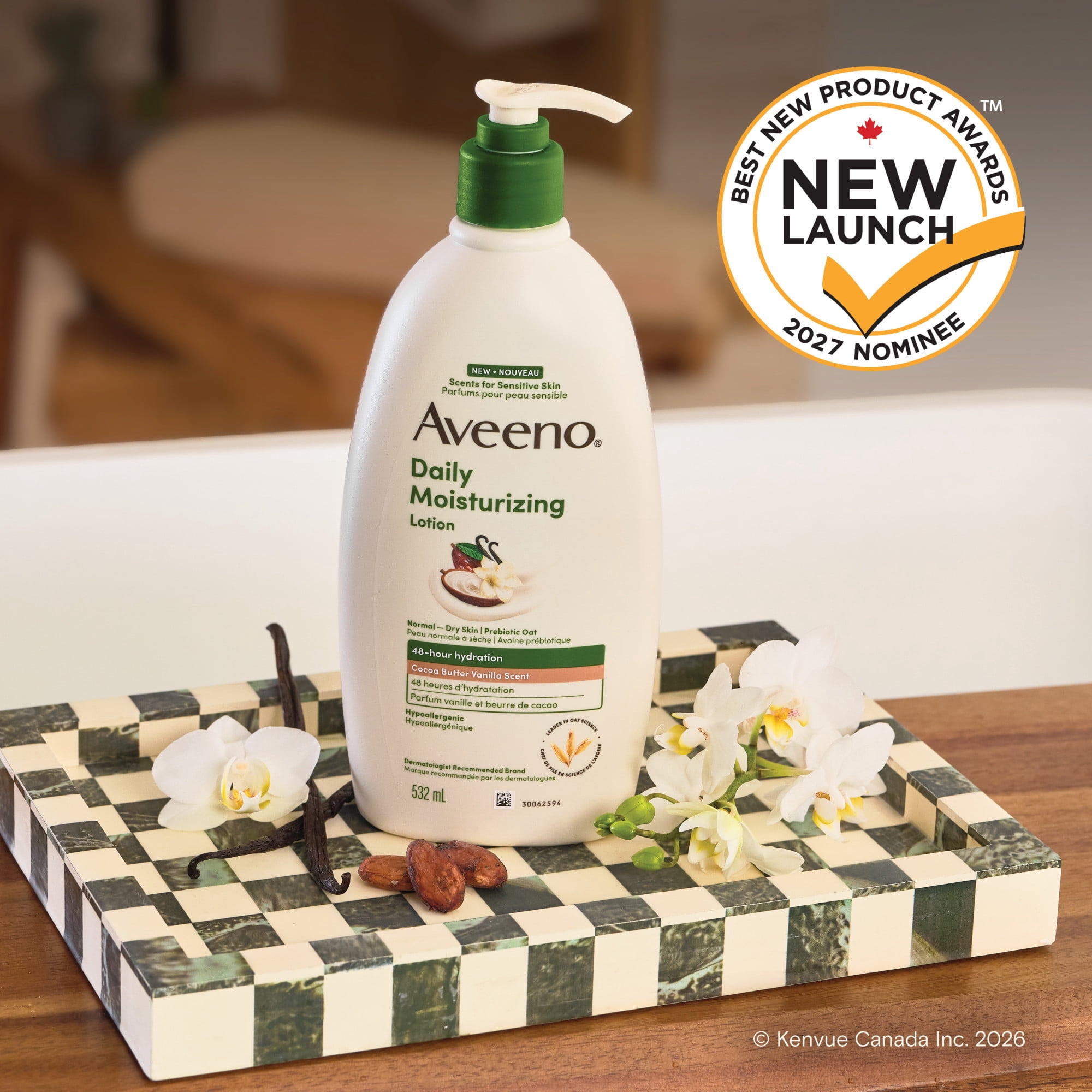 Lotion hydratante quotidienne Aveeno, parfum de vanille et cacao, 532 ml