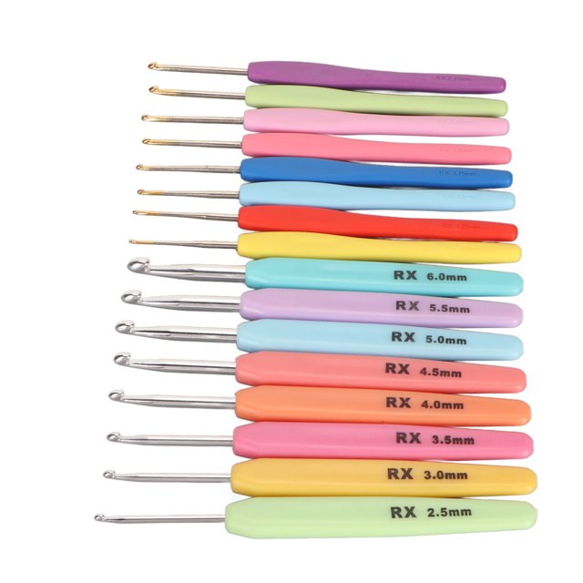 Crochet Set, Crochet Easy Identification 16PCS Ergonomic Reduces Stress Craft Sanding For Crochet Enthusiast For Travel