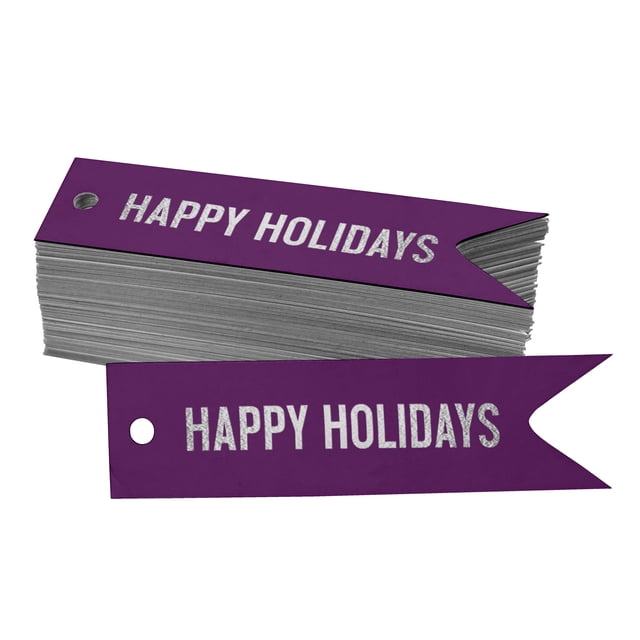 Inkdotpot Pack Of 50 Real Silver Foil Paper Tags Happy Holiday Favor Hang Tags