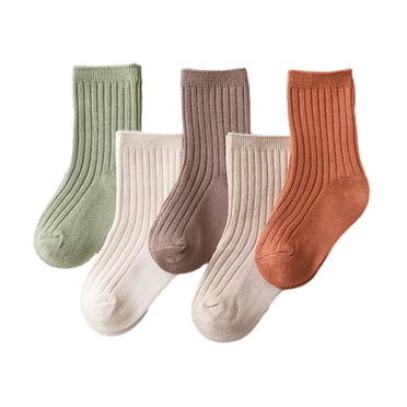 5 Pairs Toddler Socks Unisex Baby Crew Socks for Infant Boys Girls Stretchy Cotton Socks