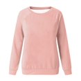 thumbnail image 4 of PEZHADA Chandails d'Automne pour Femmes en Liquidation Chandail à Col Rond pour Femmes, Chandail à Enfiler pour Femmes à Manches Longues Col Rond Chandail Uni Hauts Blouse Or Rose, 4 of 4