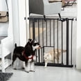 thumbnail image 2 of PawHut 29-32 Inch Pet Gate with Cat Door, Auto Closing for Dogs, Cats, 2 of 10